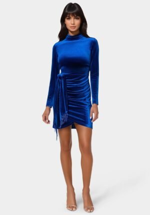bebe1296_sapphire_1_46087660-b15b-4296-8a8a-1c852c0fd28c Beaded Sash Velvet Mini Dress
